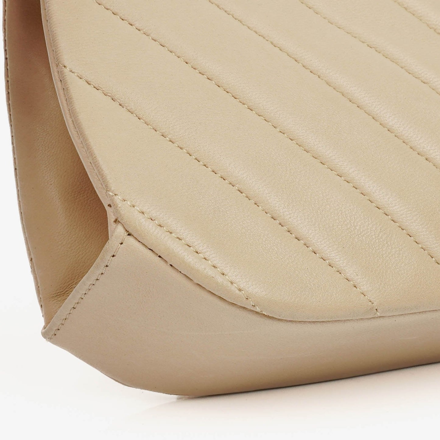 Chanel Beige Chevron Lambskin Kiss Lock Bag