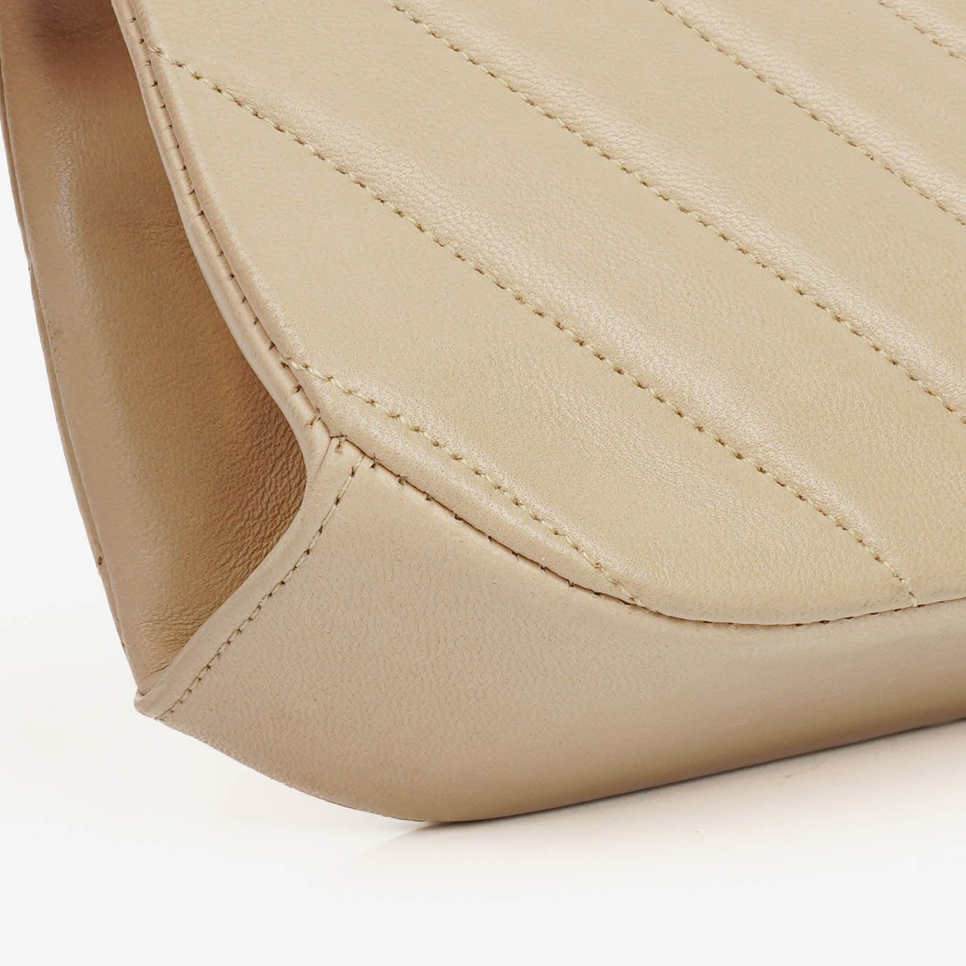 Chanel Beige Chevron Lambskin Kiss Lock Bag