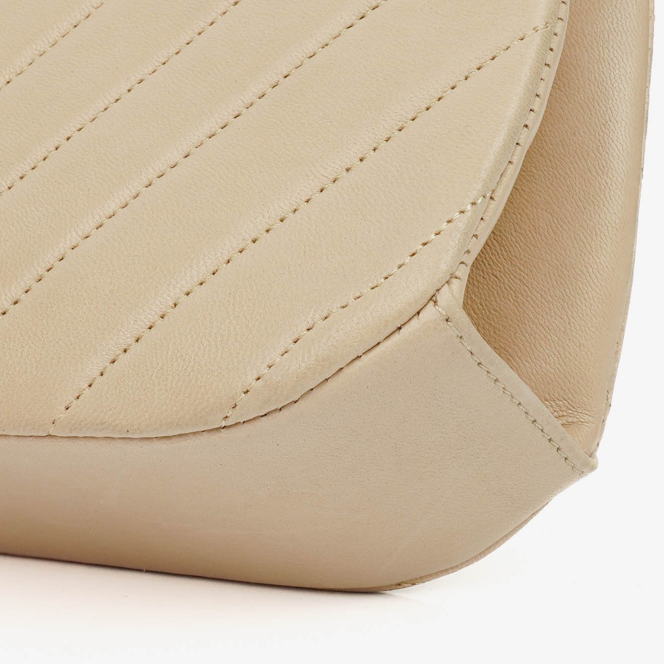 Chanel Beige Chevron Lambskin Kiss Lock Bag