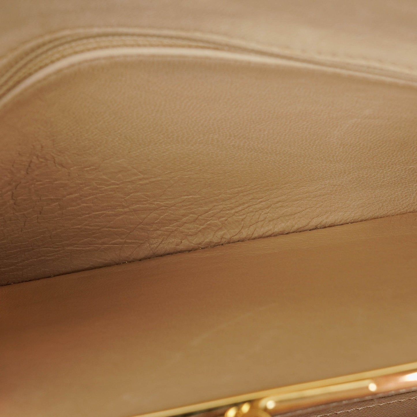 Chanel Beige Chevron Lambskin Kiss Lock Bag