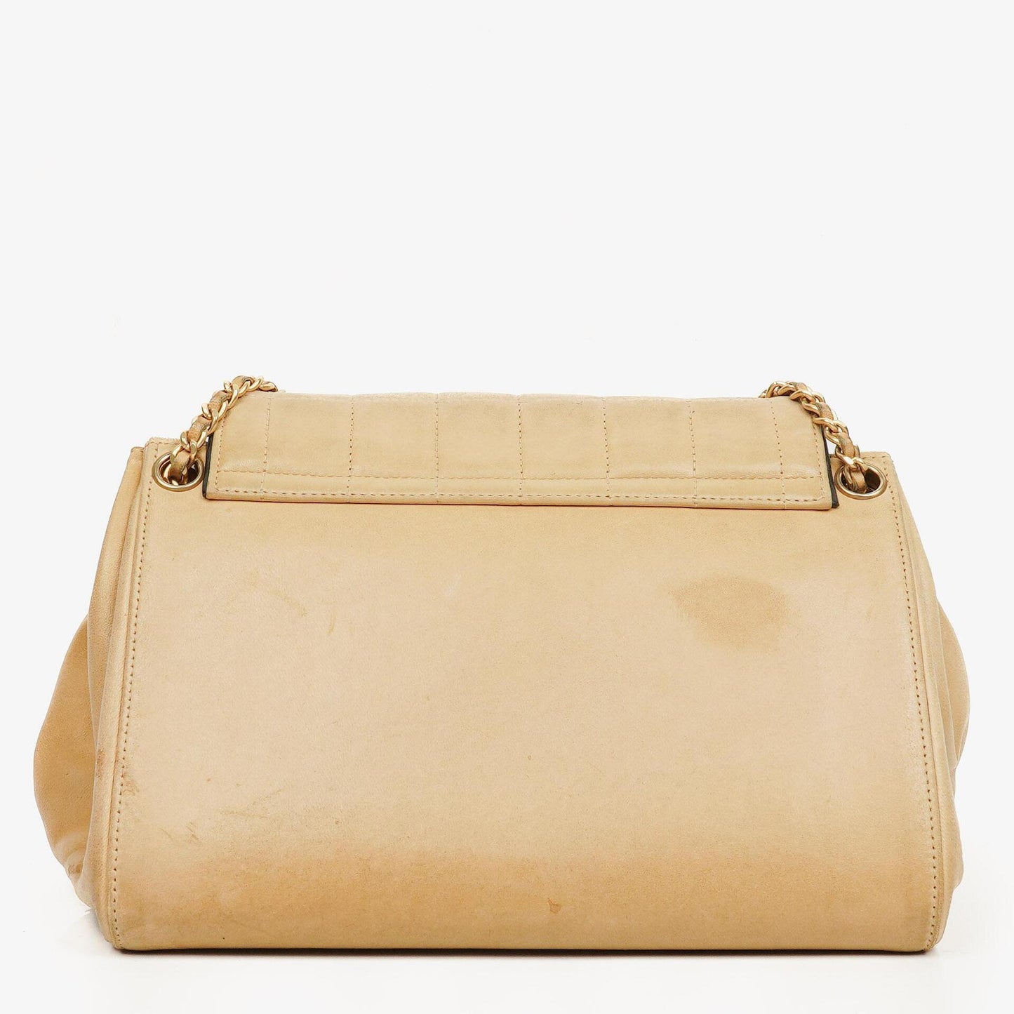 Chanel Beige Chocolate Bar Lambskin Accordion Mademoiselle Flap