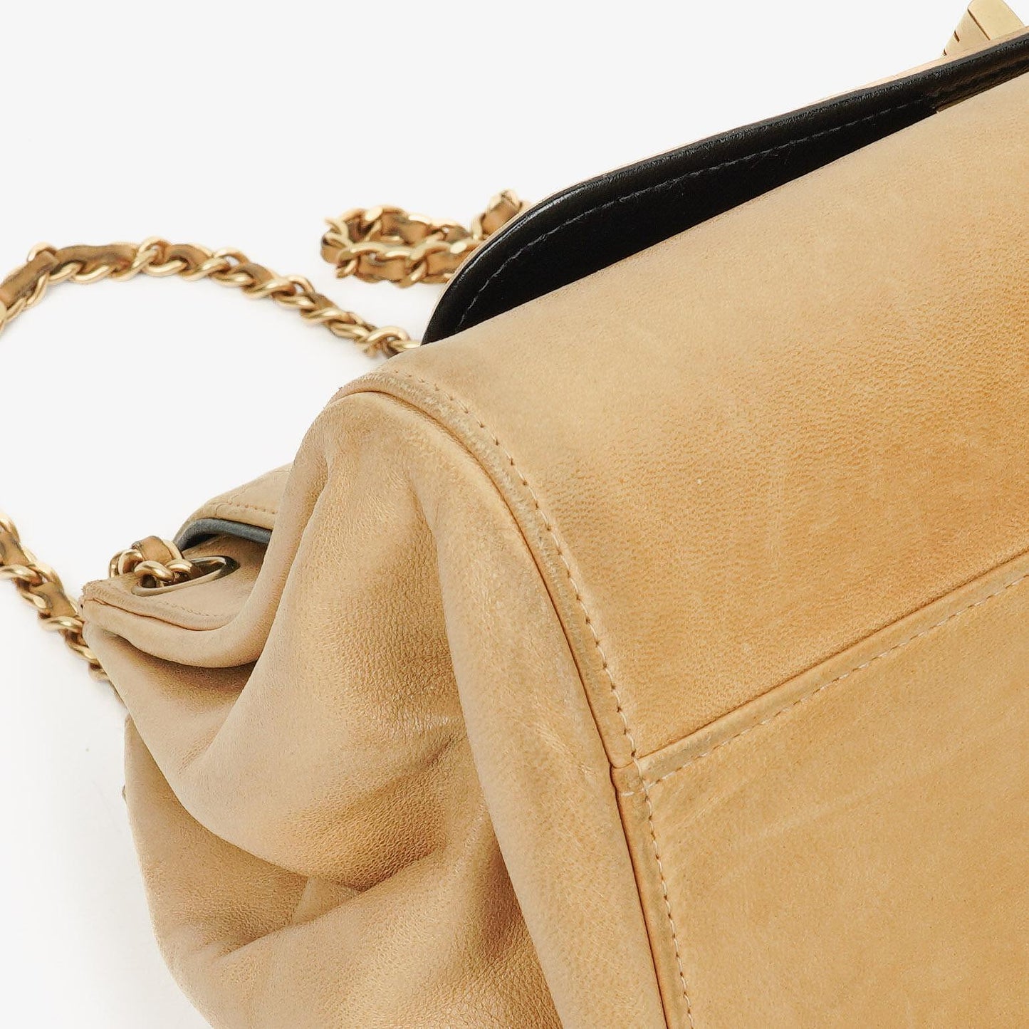 Chanel Beige Chocolate Bar Lambskin Accordion Mademoiselle Flap