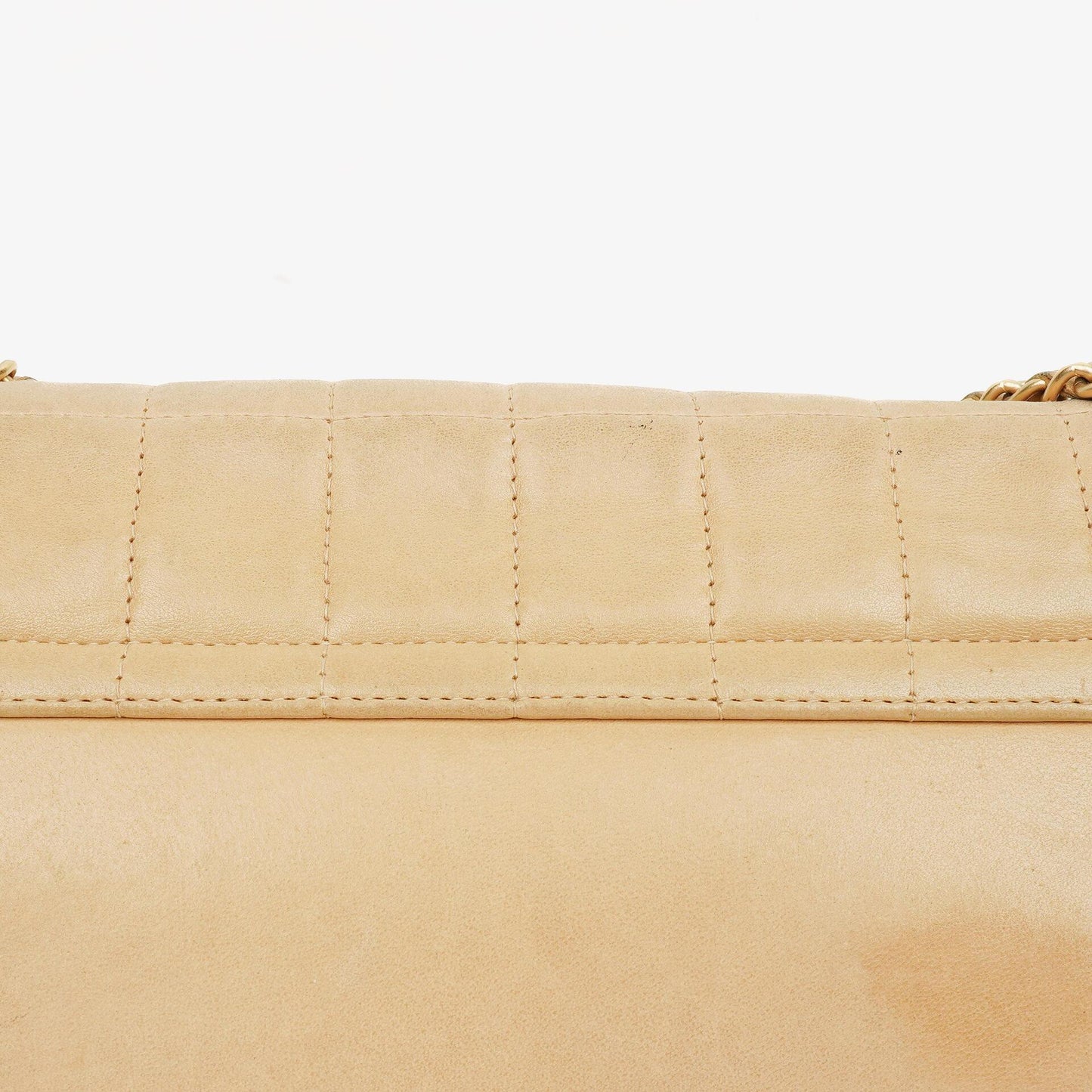 Chanel Beige Chocolate Bar Lambskin Accordion Mademoiselle Flap