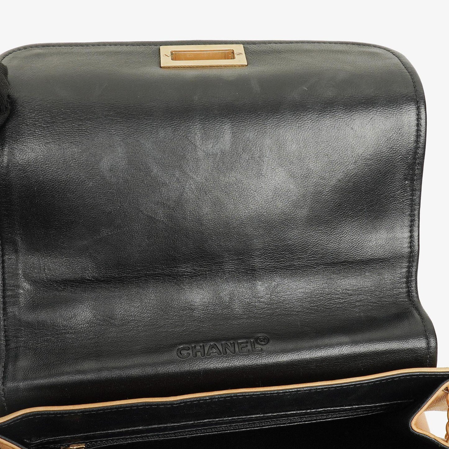 Chanel Beige Chocolate Bar Lambskin Accordion Mademoiselle Flap