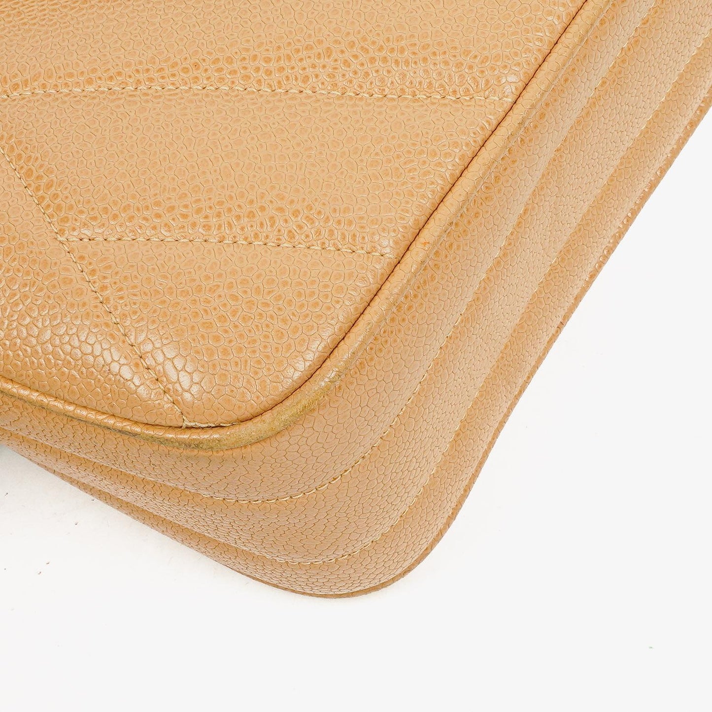 Chanel Beige Jumbo Caviar Diagonal Pocket Camera Bag