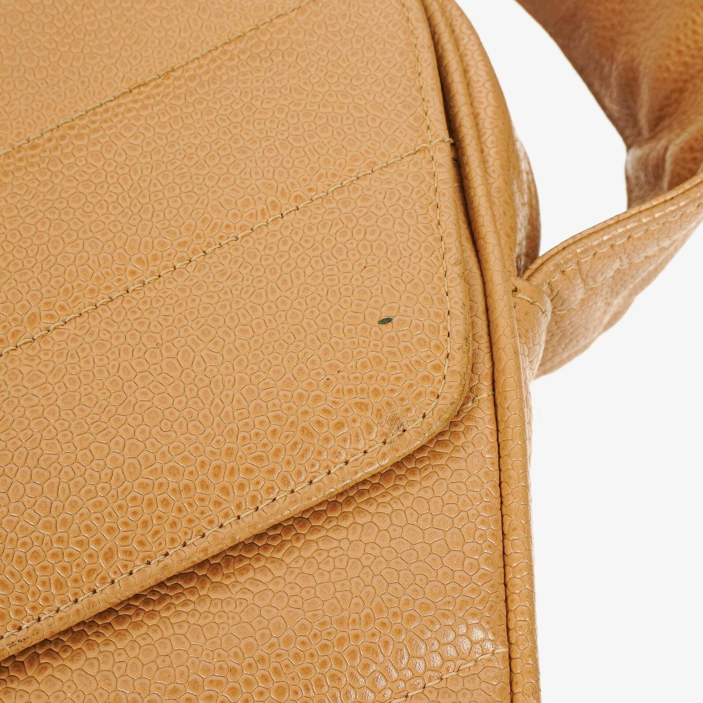 Chanel Beige Jumbo Caviar Diagonal Pocket Camera Bag
