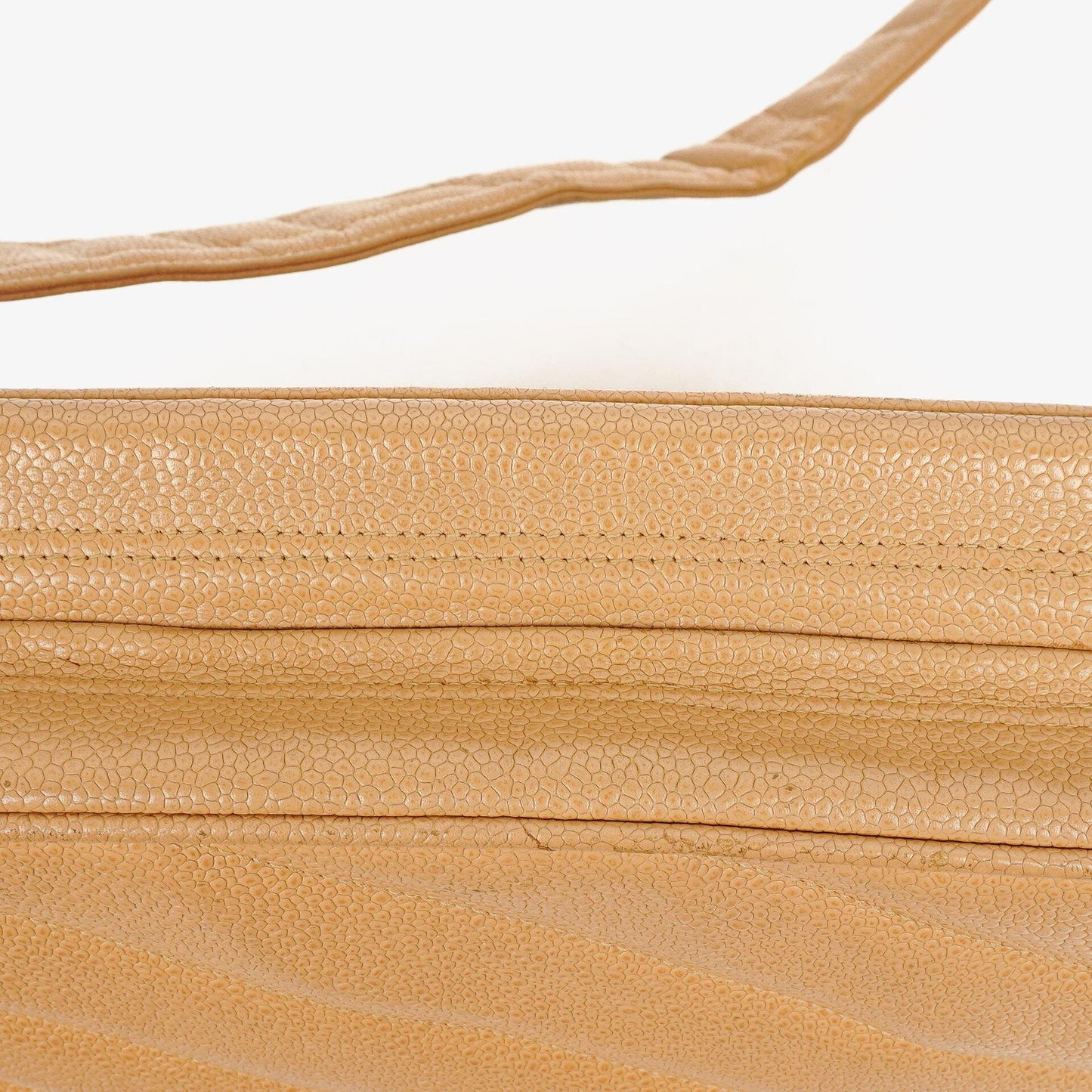 Chanel Beige Jumbo Caviar Diagonal Pocket Camera Bag
