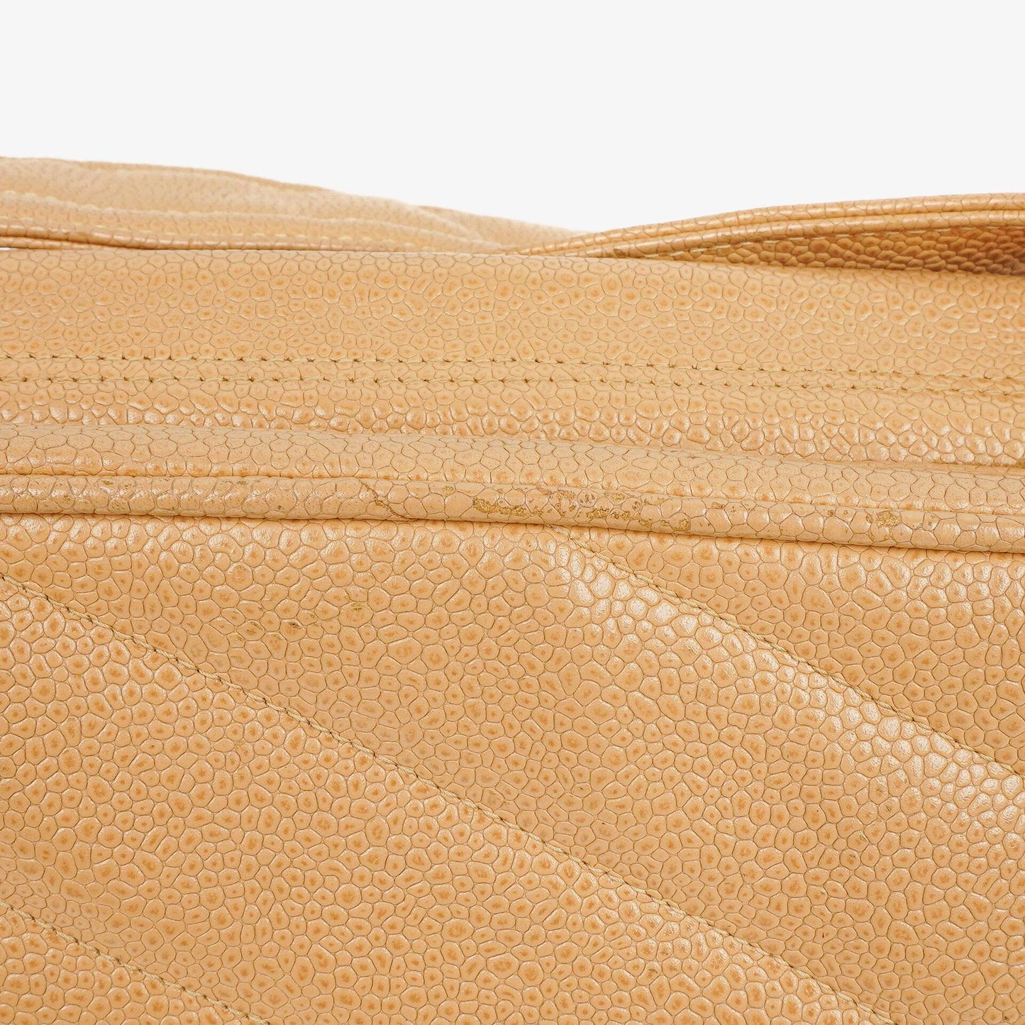 Chanel Beige Jumbo Caviar Diagonal Pocket Camera Bag