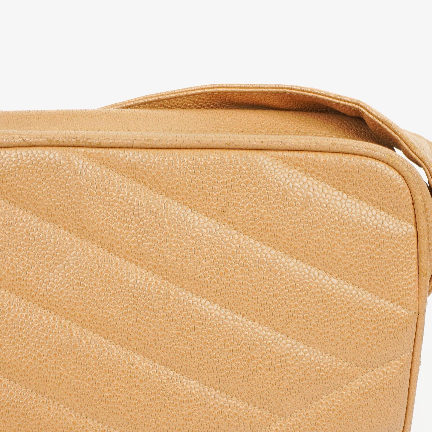 Chanel Beige Jumbo Caviar Diagonal Pocket Camera Bag