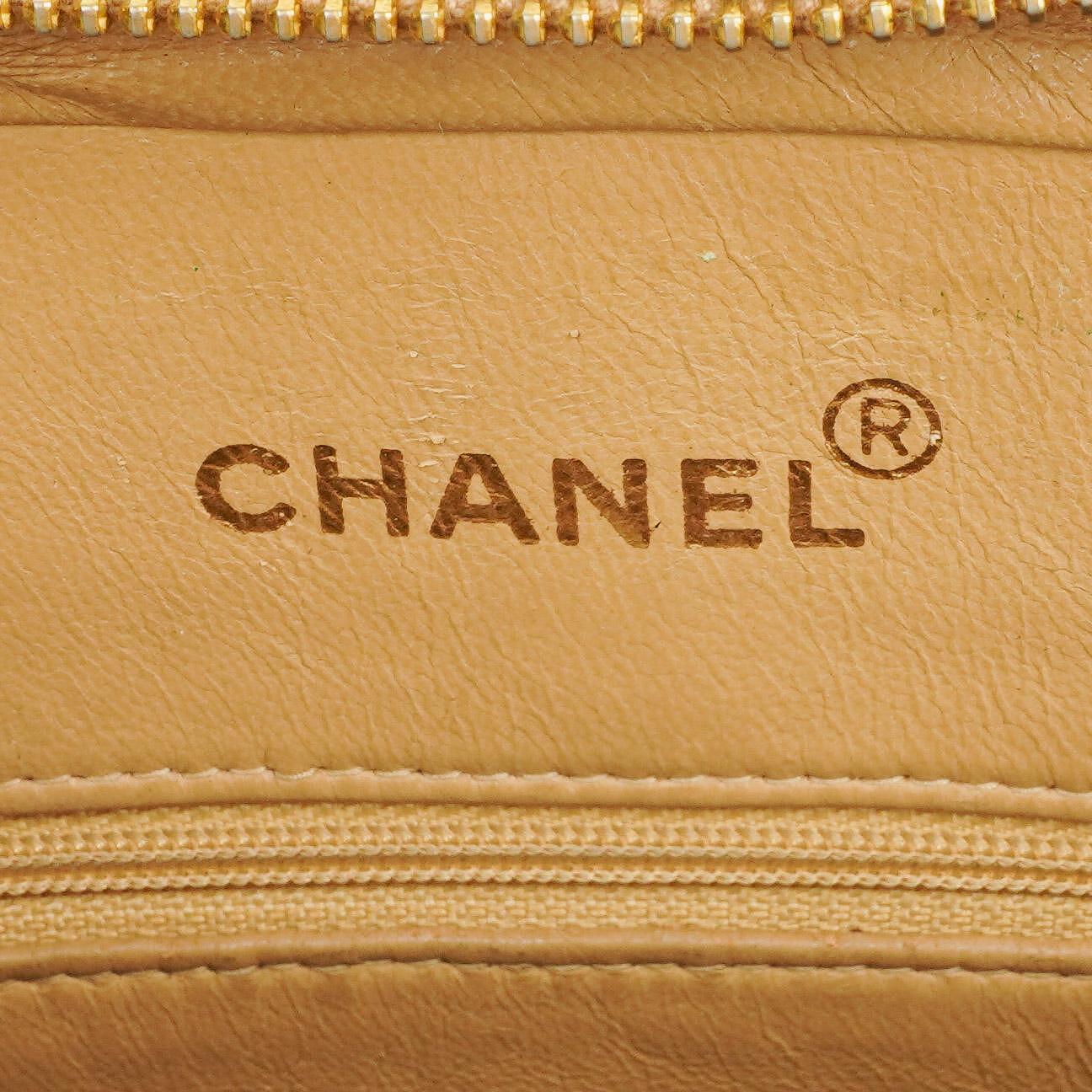 Chanel Beige Jumbo Caviar Diagonal Pocket Camera Bag
