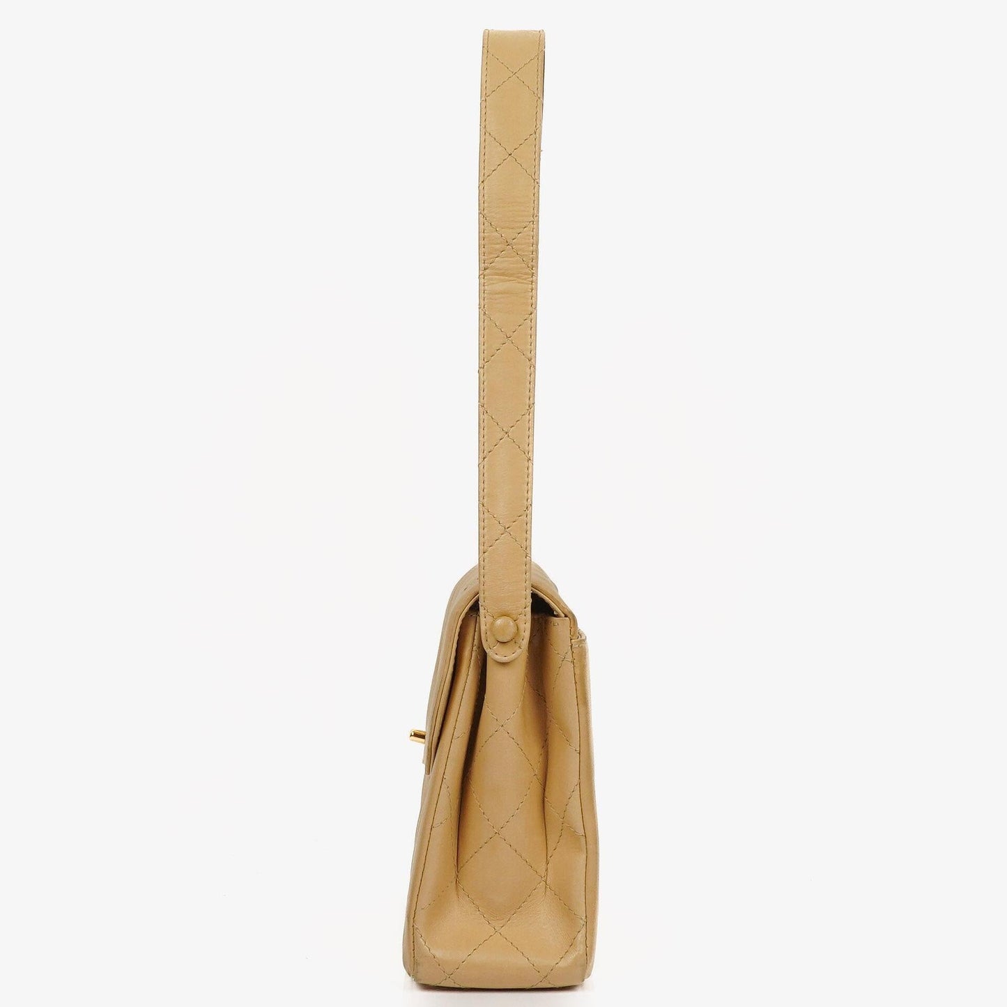 Chanel Beige Quilted Lambskin Diana Shoulder Bag With 24K Gold-Plated Hardware