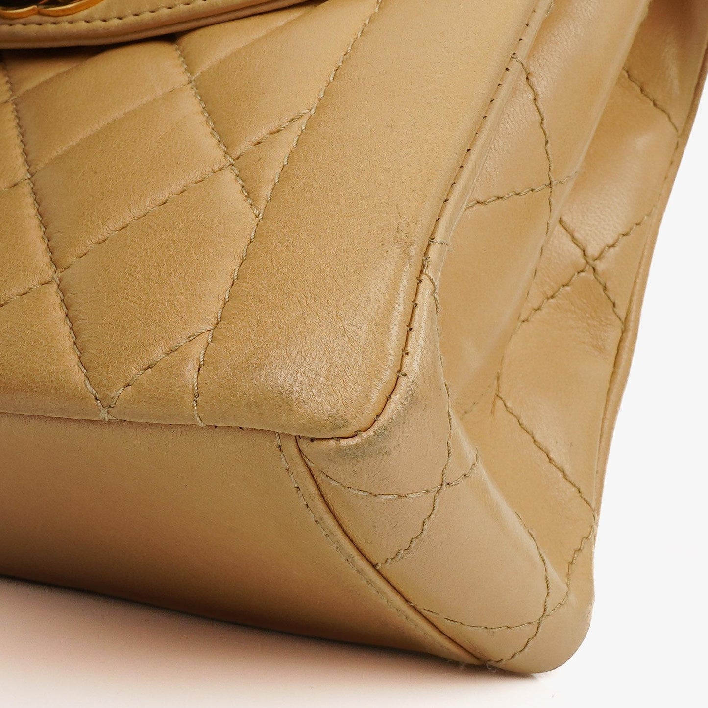 Chanel Beige Quilted Lambskin Diana Shoulder Bag With 24K Gold-Plated Hardware