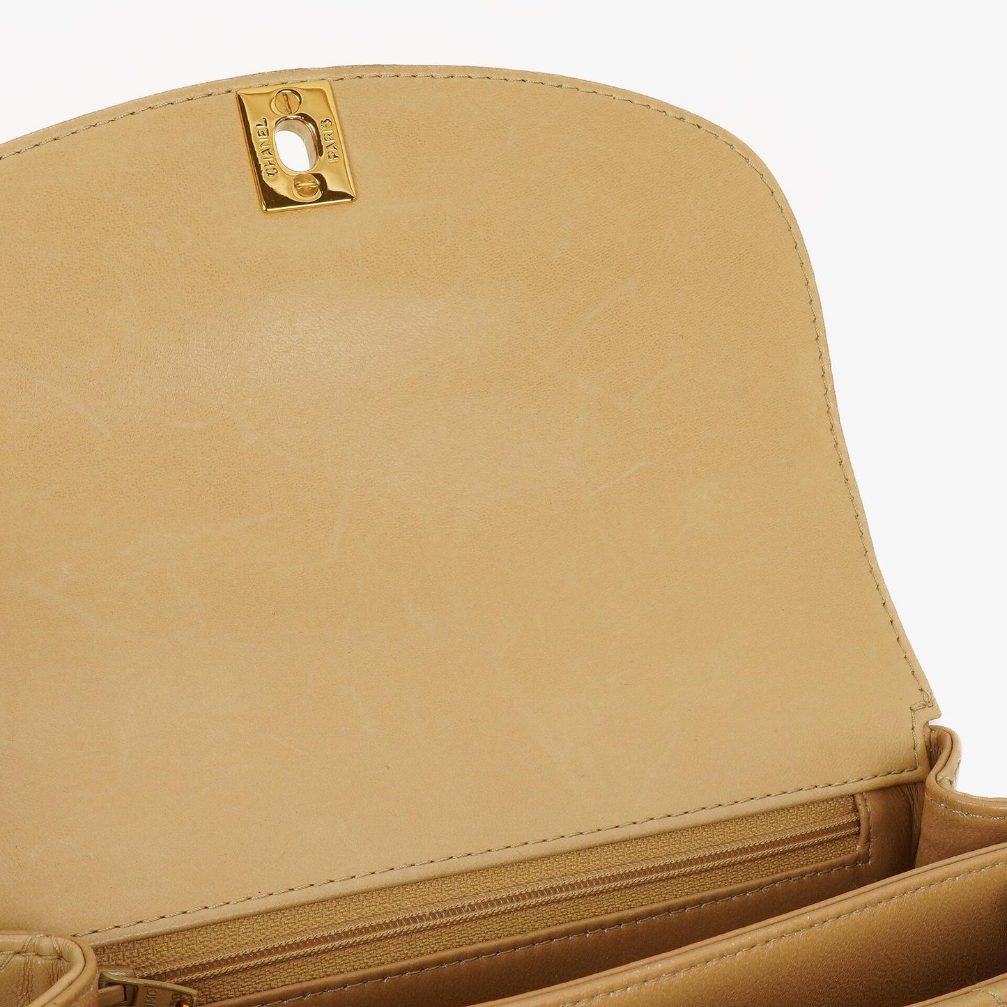 Chanel Beige Quilted Lambskin Diana Shoulder Bag With 24K Gold-Plated Hardware