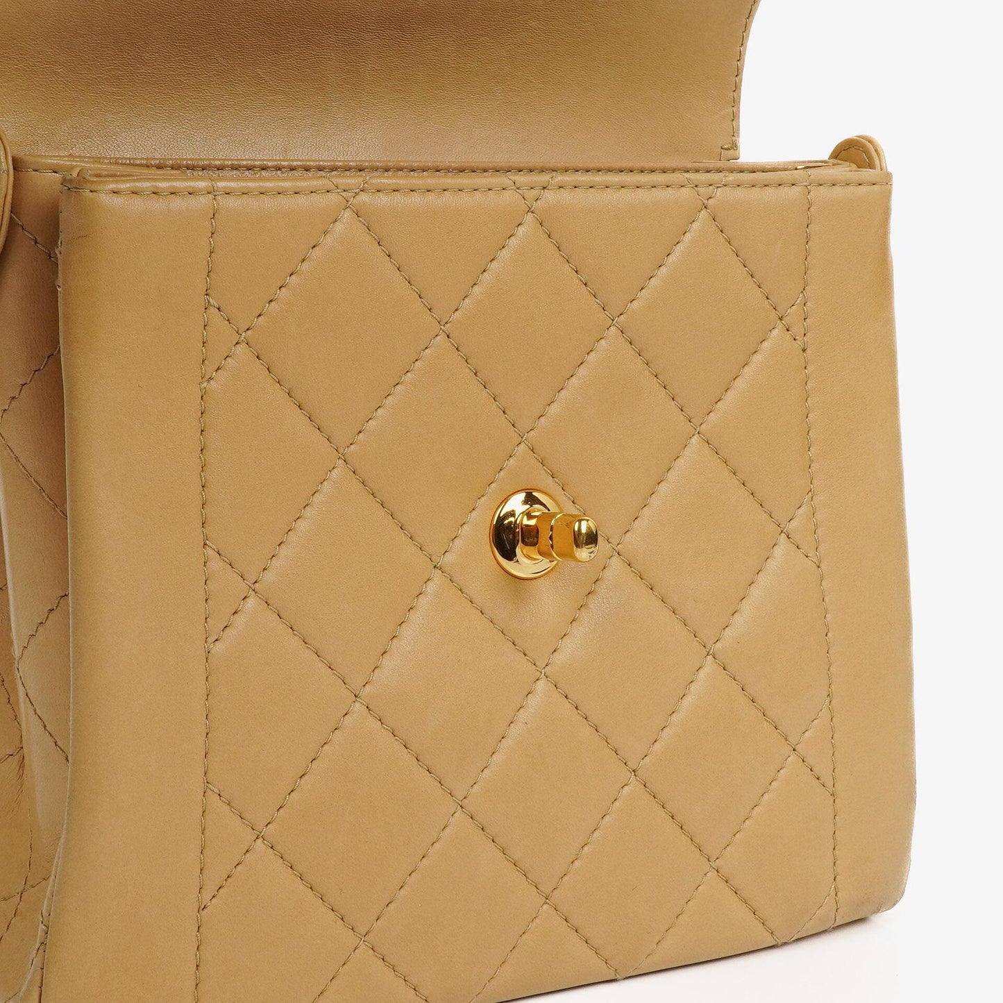 Chanel Beige Quilted Lambskin Diana Shoulder Bag With 24K Gold-Plated Hardware