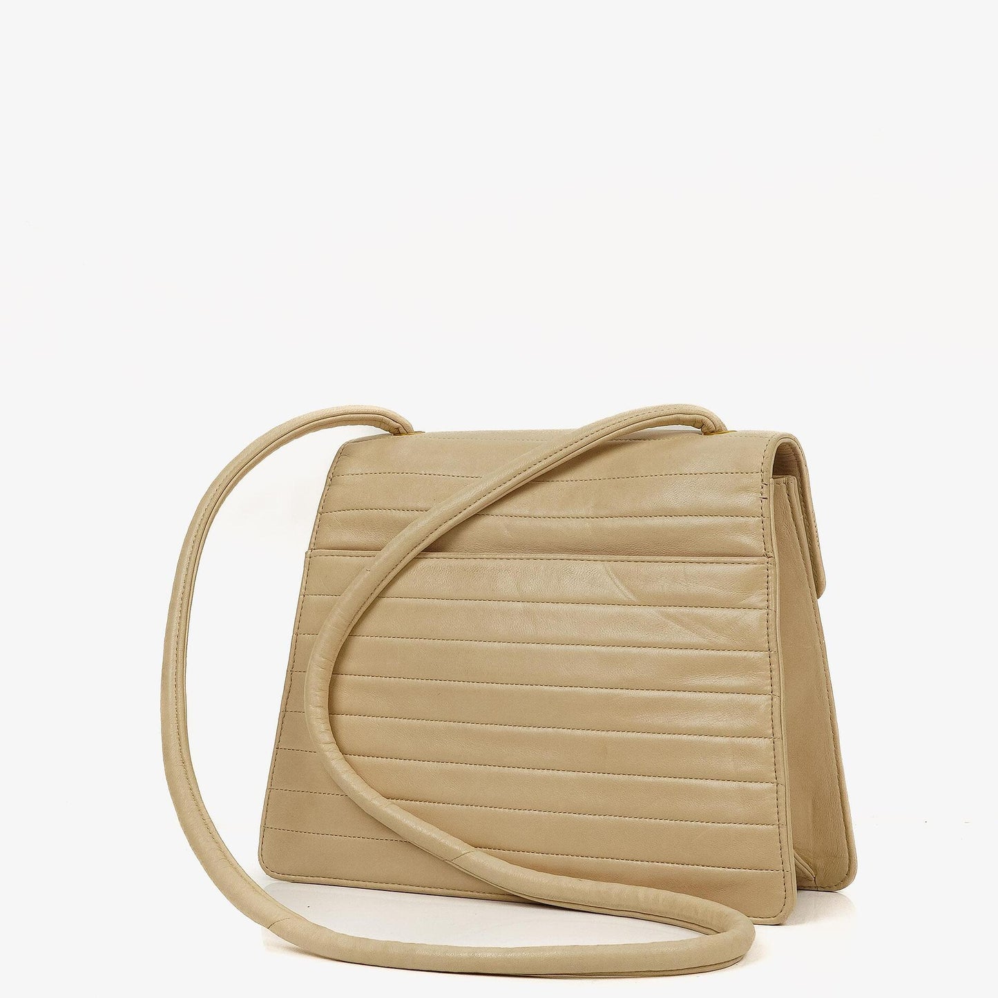 Chanel Beige Quilted Lambskin Flap Crossbody Bag
