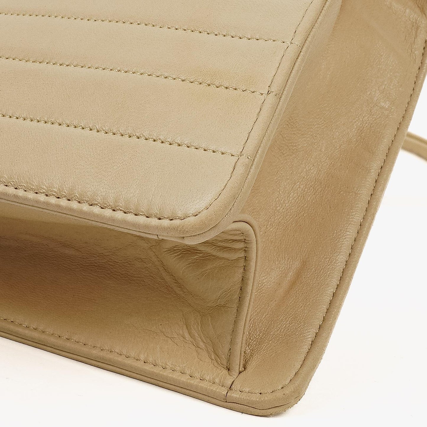 Chanel Beige Quilted Lambskin Flap Crossbody Bag