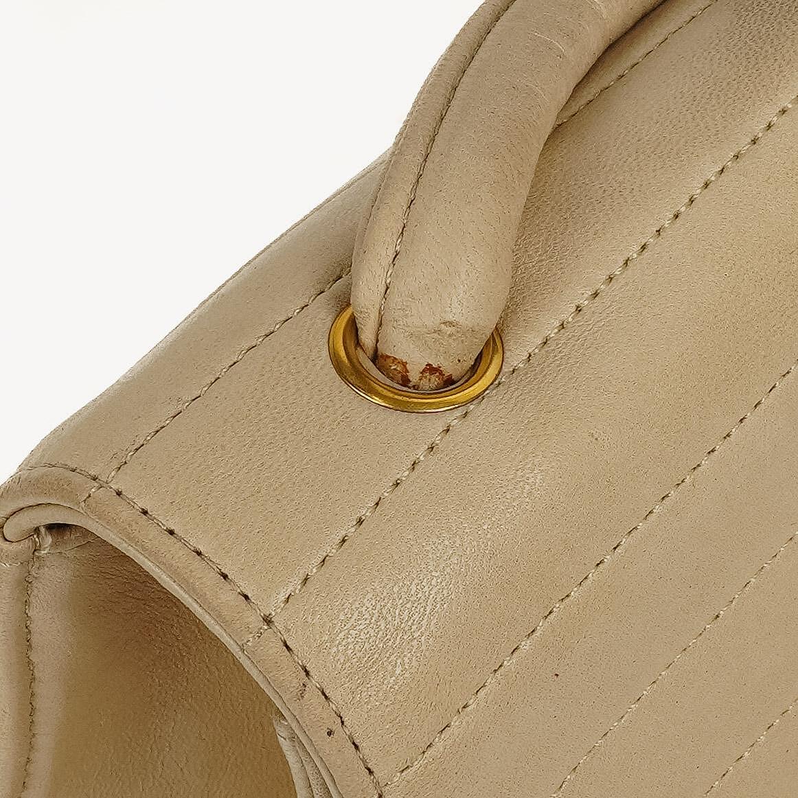Chanel Beige Quilted Lambskin Flap Crossbody Bag