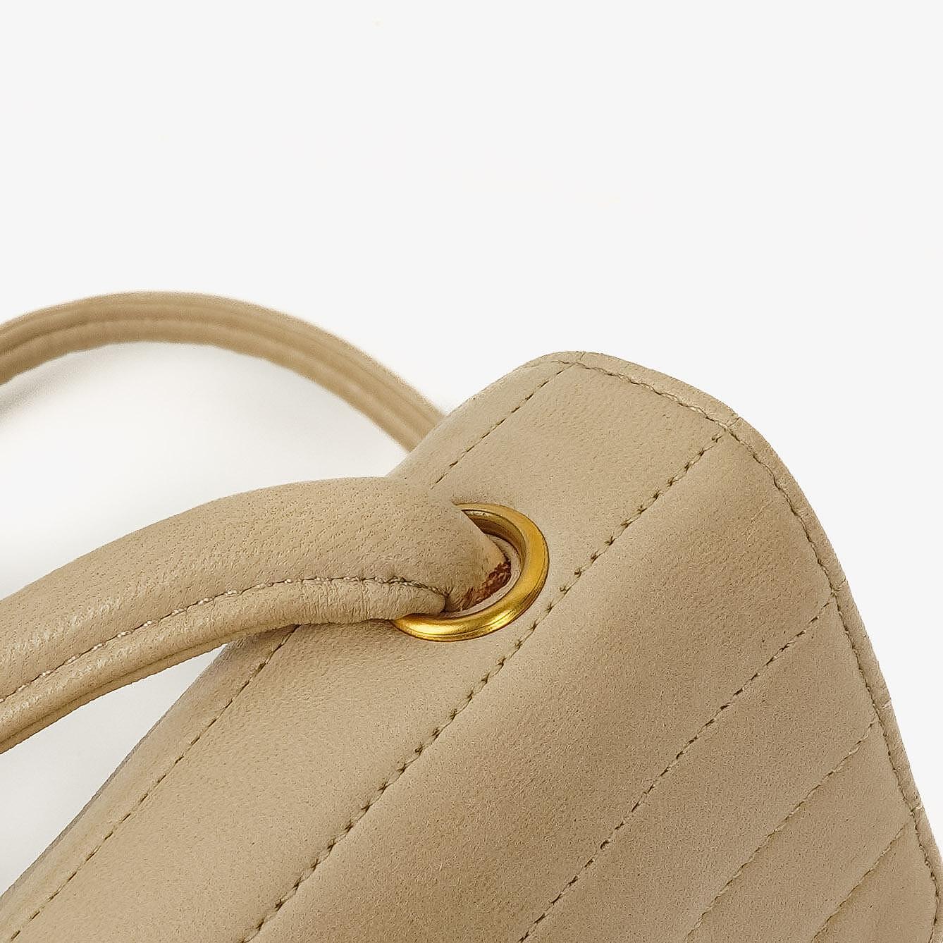 Chanel Beige Quilted Lambskin Flap Crossbody Bag