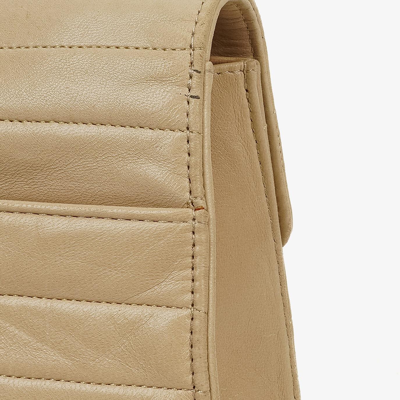 Chanel Beige Quilted Lambskin Flap Crossbody Bag