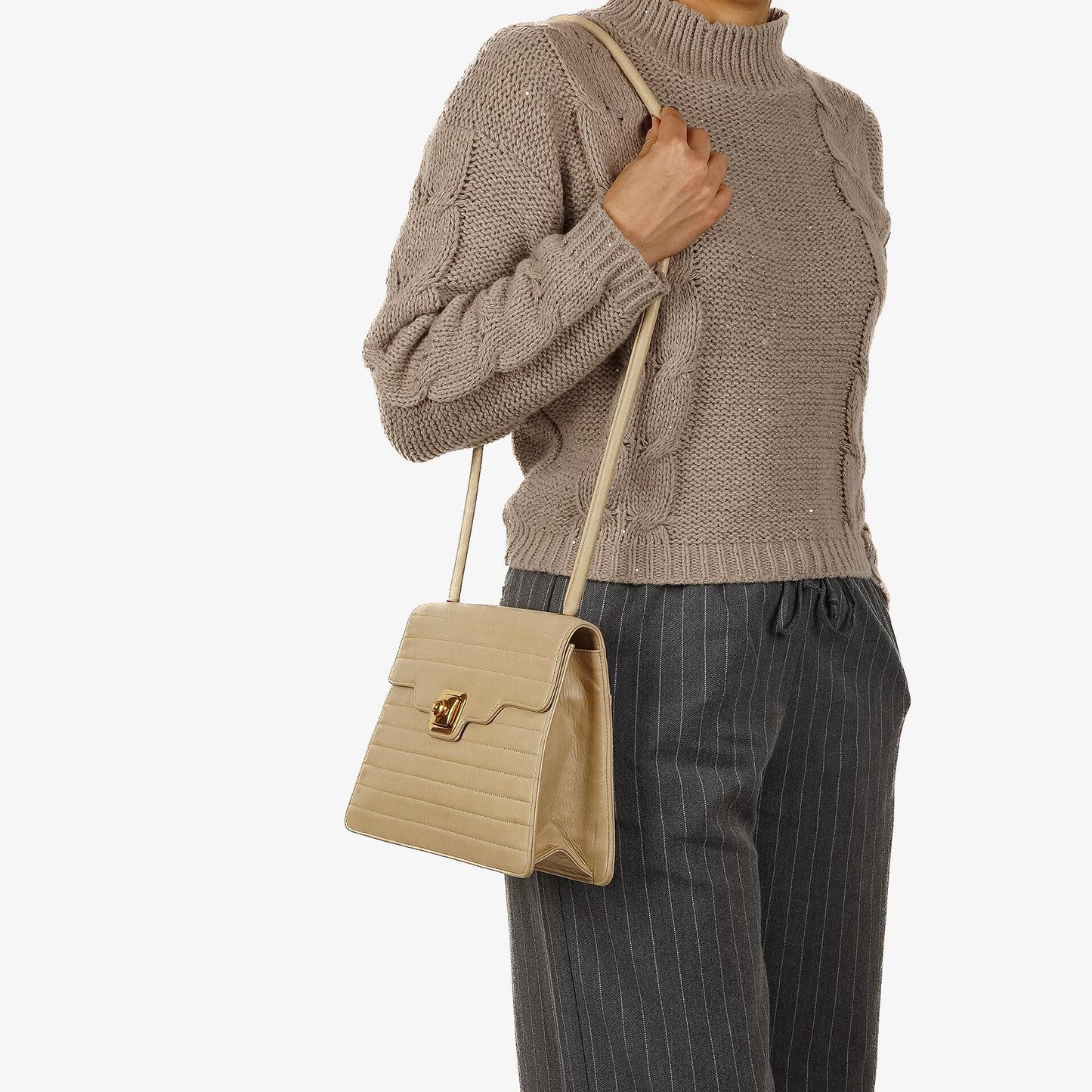 Chanel Beige Quilted Lambskin Flap Crossbody Bag