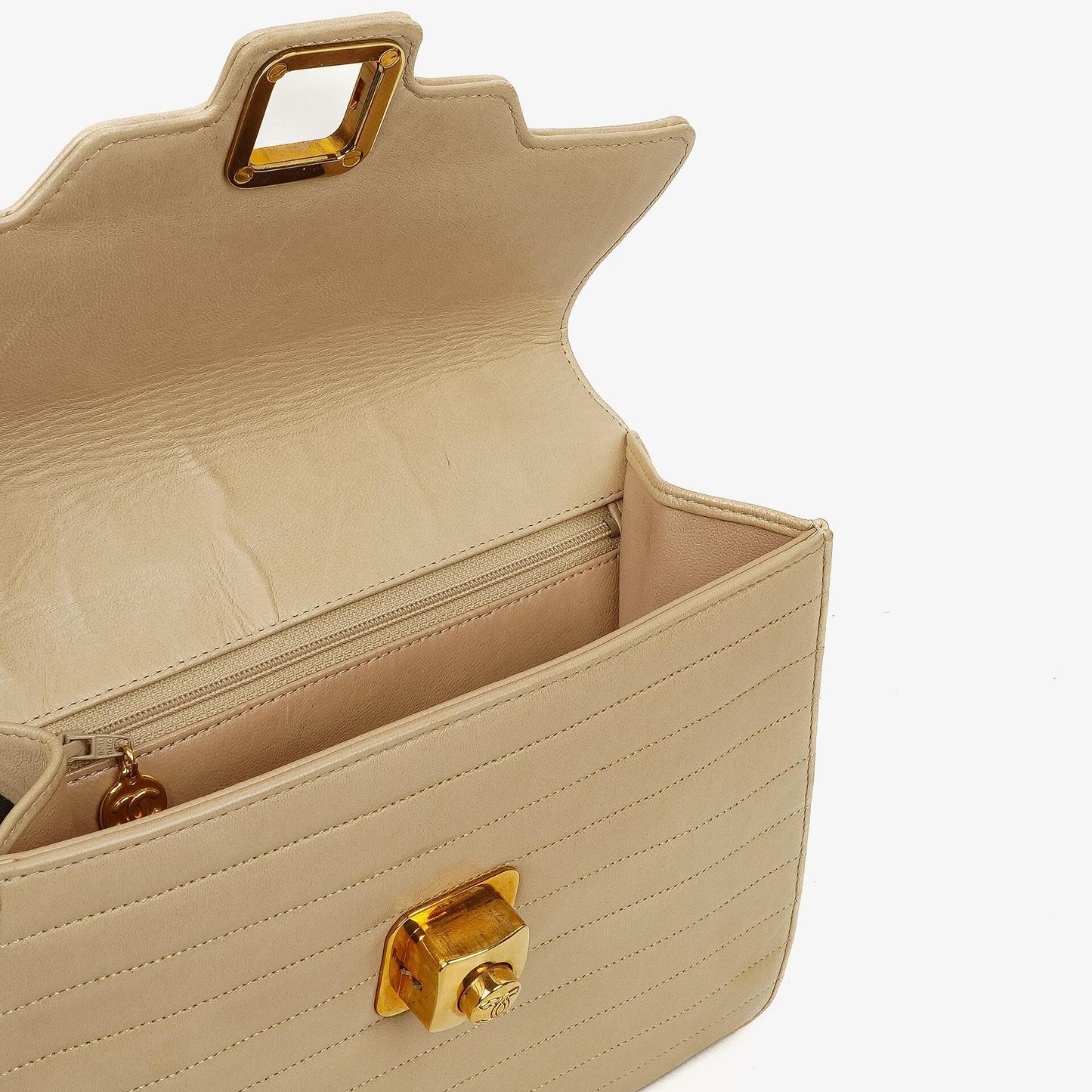 Chanel Beige Quilted Lambskin Flap Crossbody Bag