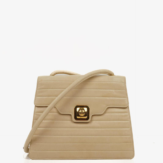 Chanel Beige Quilted Lambskin Flap Crossbody Bag