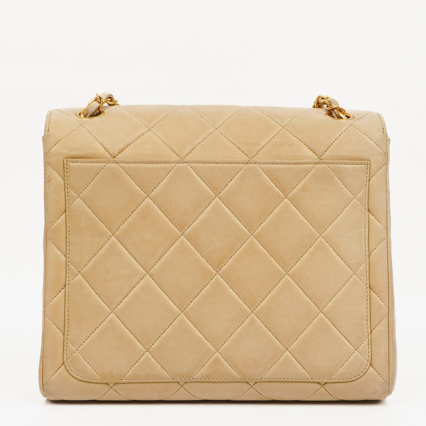 Chanel Beige Quilted Lambskin Small Single Flap Bag With 24K Gold-Plated Hardware