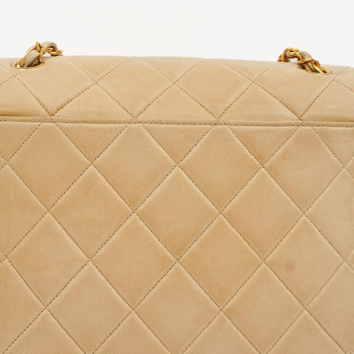 Chanel Beige Quilted Lambskin Small Single Flap Bag With 24K Gold-Plated Hardware
