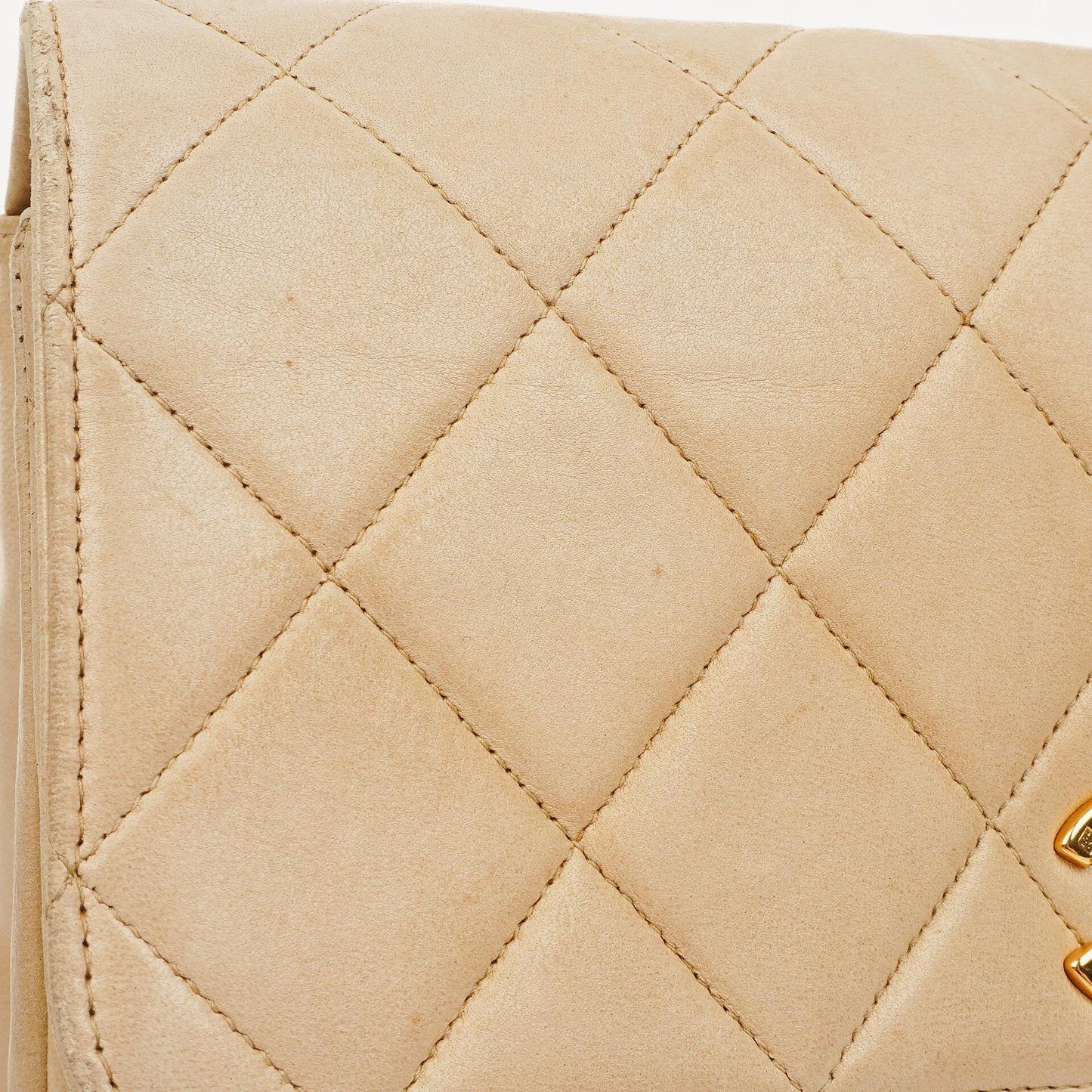 Chanel Beige Quilted Lambskin Small Single Flap Bag With 24K Gold-Plated Hardware