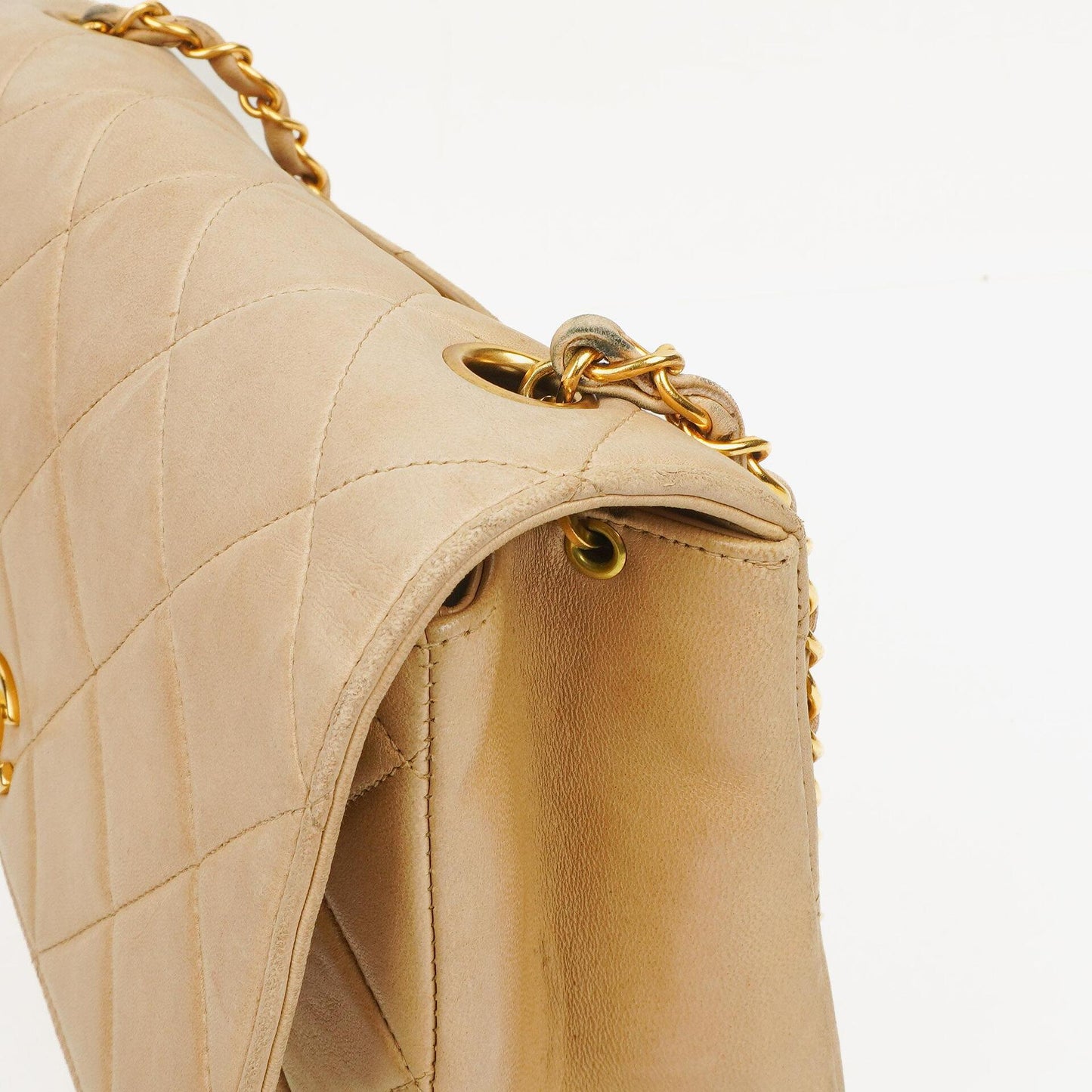 Chanel Beige Quilted Lambskin Small Single Flap Bag With 24K Gold-Plated Hardware