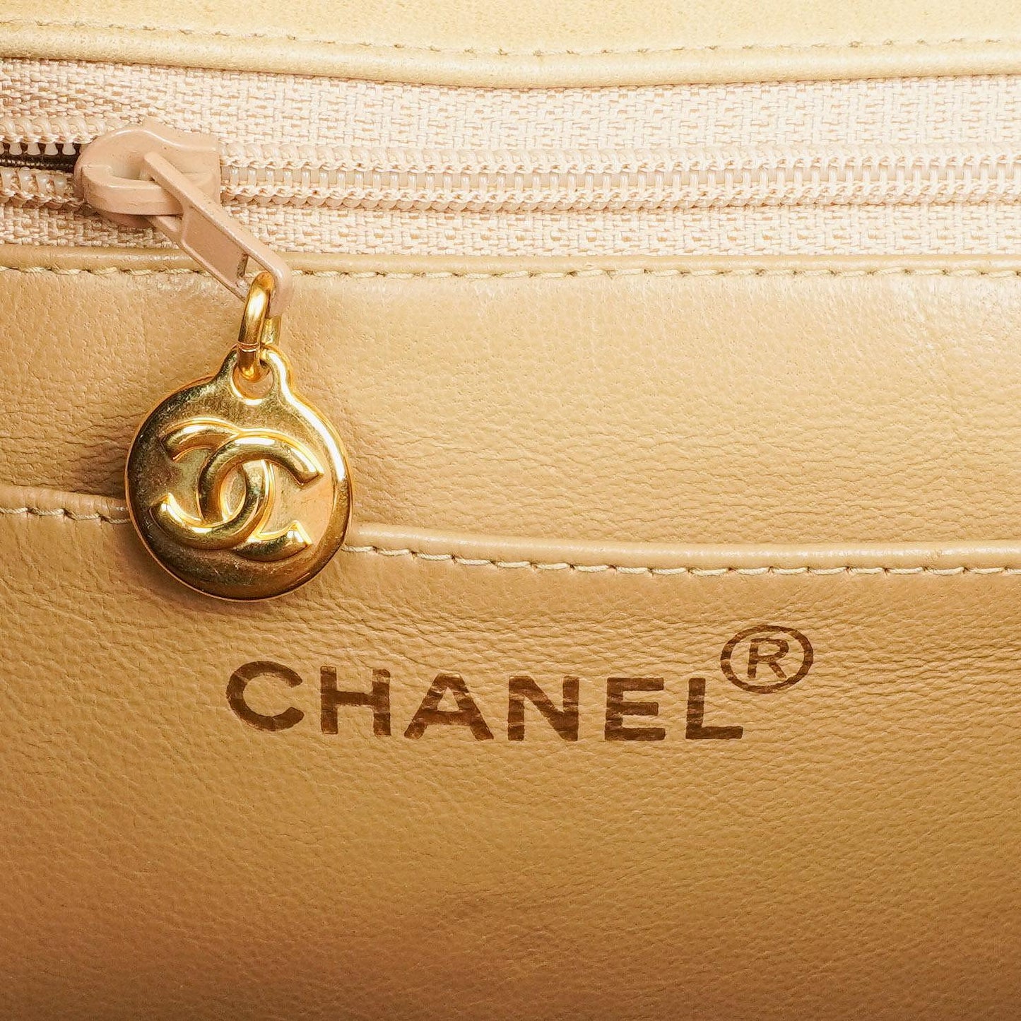 Chanel Beige Quilted Lambskin Small Single Flap Bag With 24K Gold-Plated Hardware