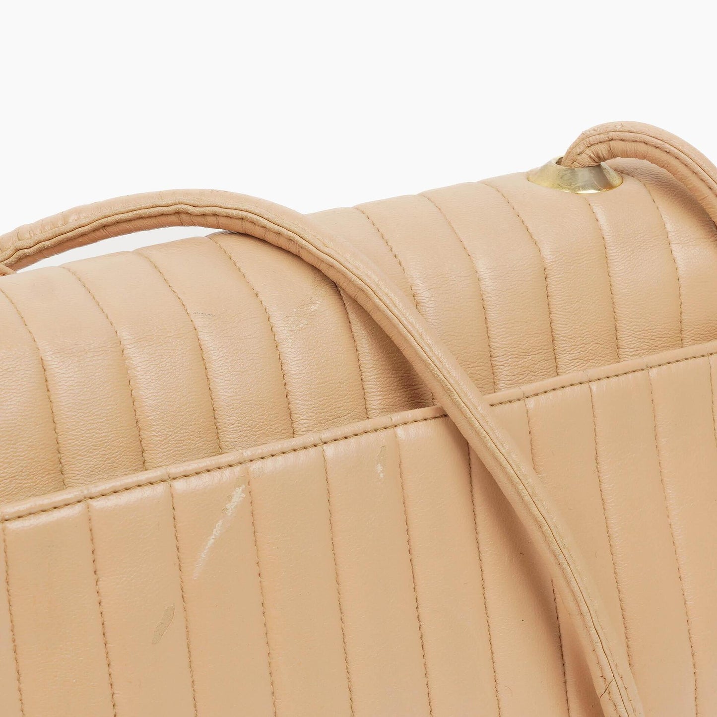 Chanel Beige Vertical Quilted Single Flap bag with 24k Gold-Plated Hardware