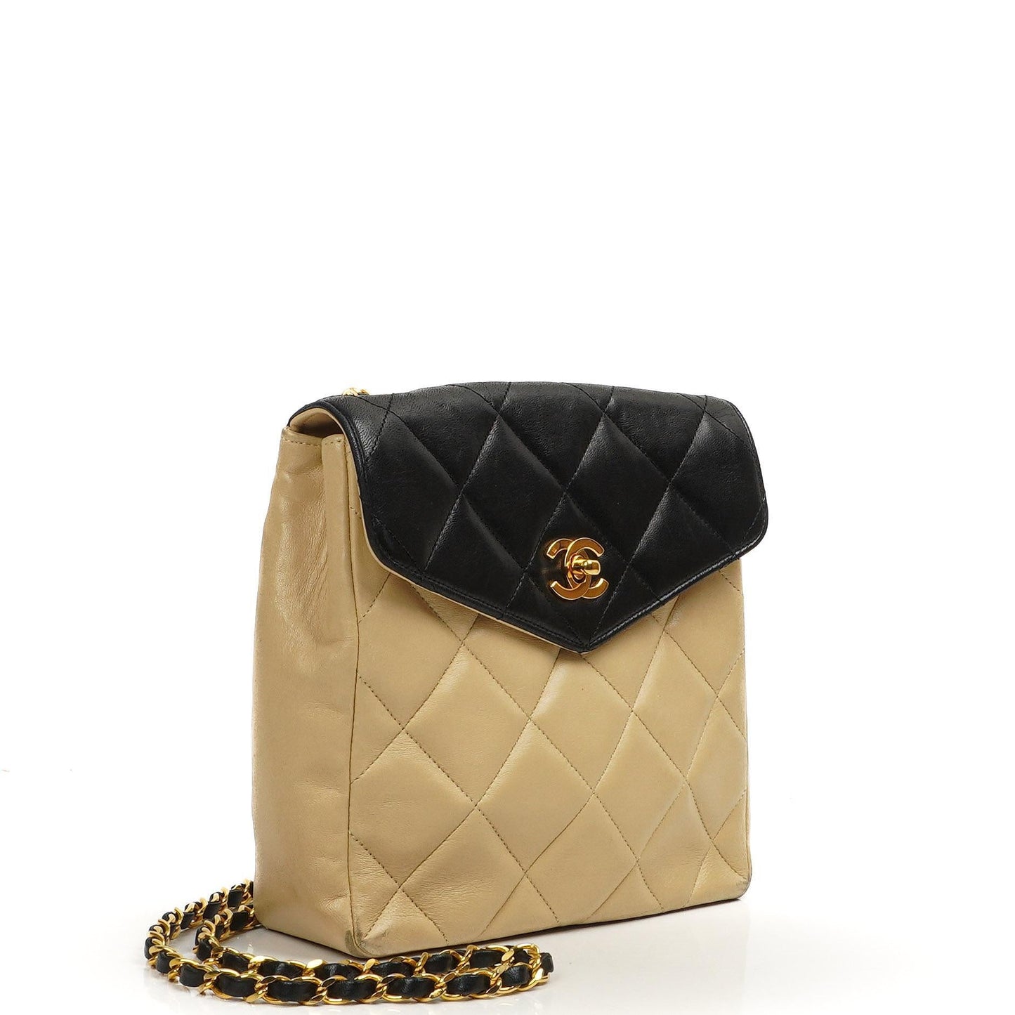 Chanel Bi-Color Quilted Lambskin Envelope Flap Bag With 24K Gold-Plated Hardware