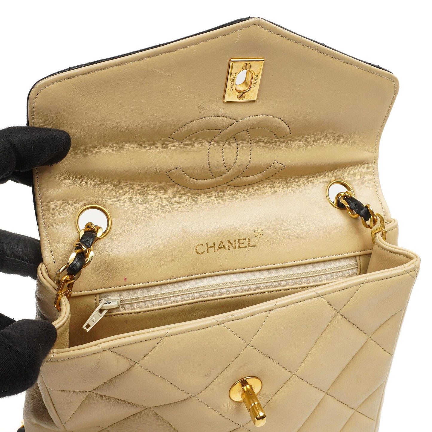Chanel Bi-Color Quilted Lambskin Envelope Flap Bag With 24K Gold-Plated Hardware
