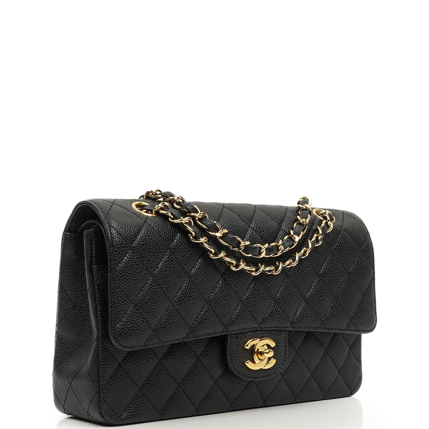 Chanel Medium Classic Double Flap Bag Black Quilted Caviar Leather With Gold-Tone Hardware, 2009-2010