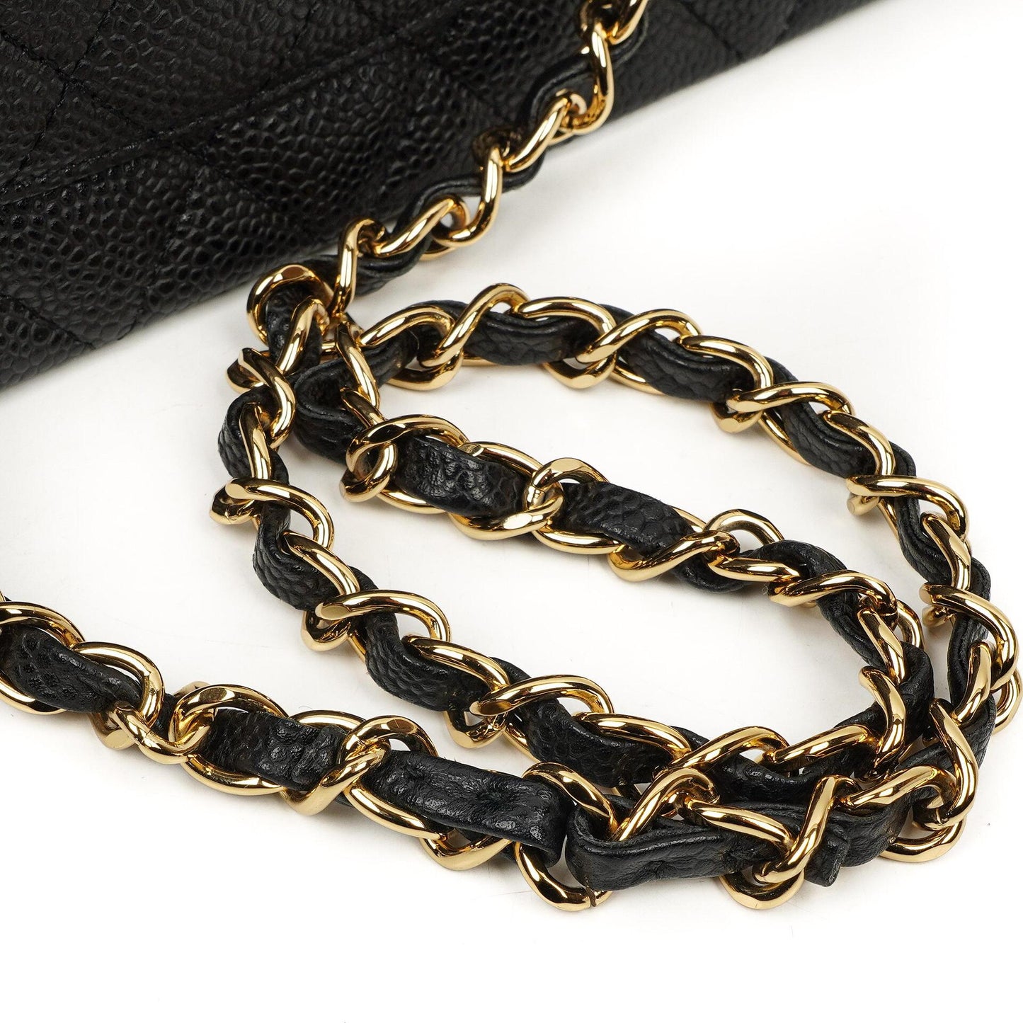 Chanel Medium Classic Double Flap Bag Black Quilted Caviar Leather With Gold-Tone Hardware, 2009-2010