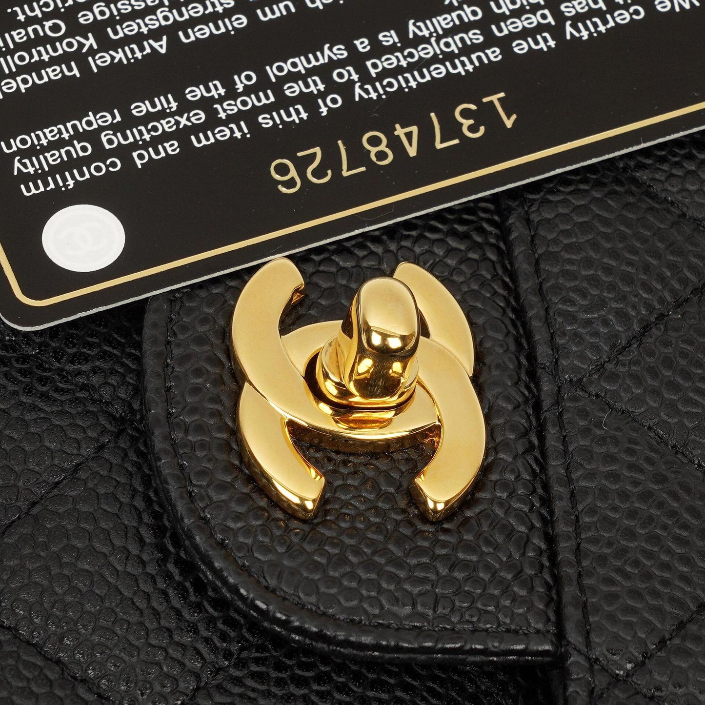 Chanel Medium Classic Double Flap Bag Black Quilted Caviar Leather With Gold-Tone Hardware, 2009-2010