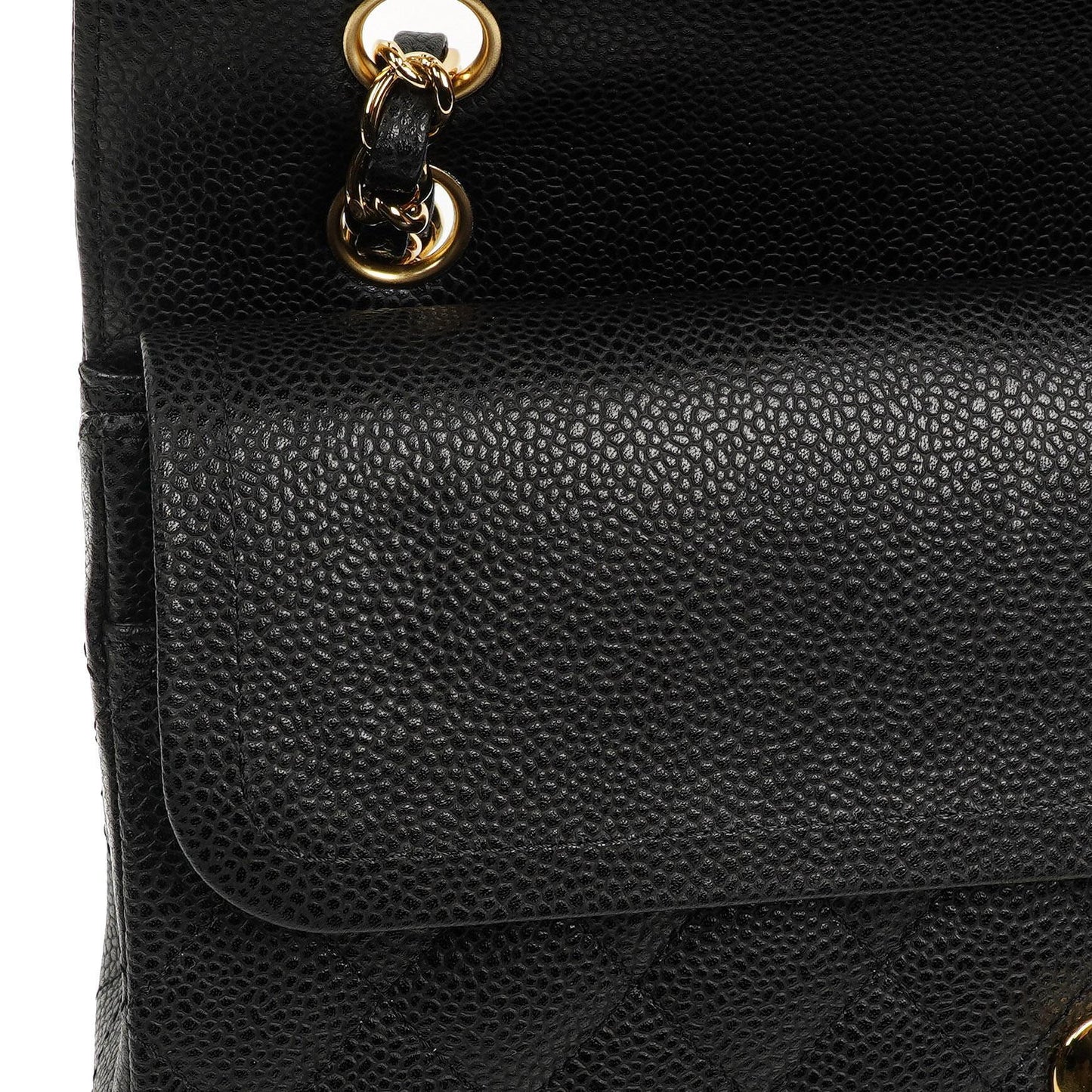 Chanel Medium Classic Double Flap Bag Black Quilted Caviar Leather With Gold-Tone Hardware, 2009-2010