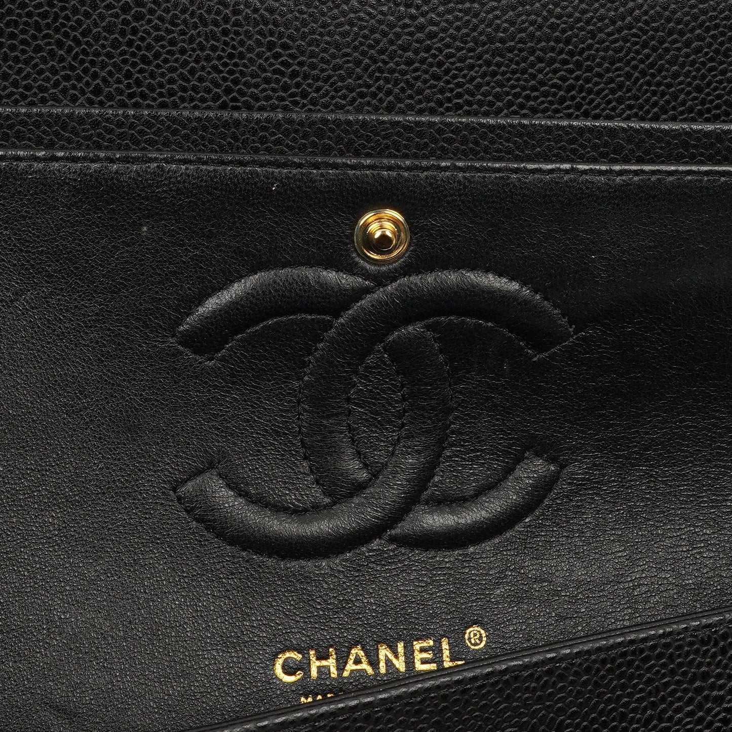 Chanel Medium Classic Double Flap Bag Black Quilted Caviar Leather With Gold-Tone Hardware, 2009-2010