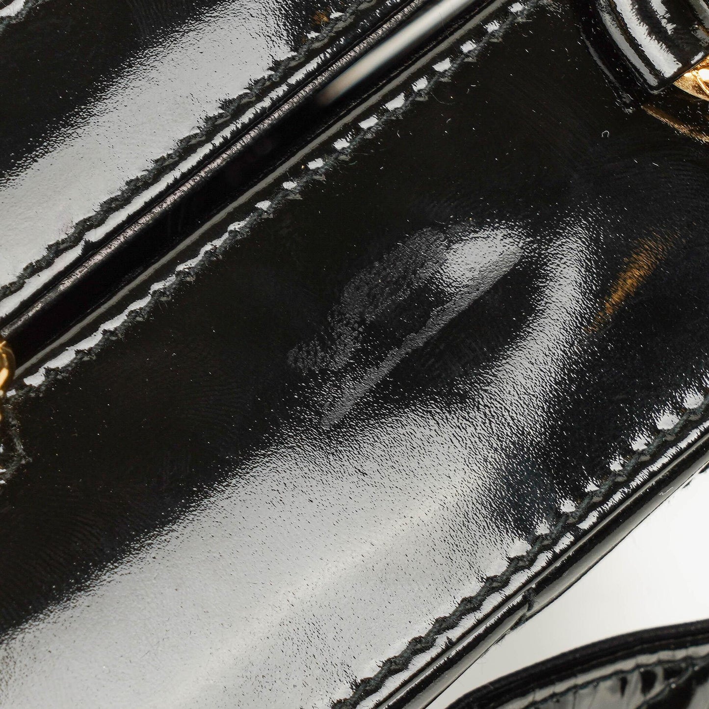 Chanel Black Chevron Quilted Patent Leather Vanity Case Box Bag