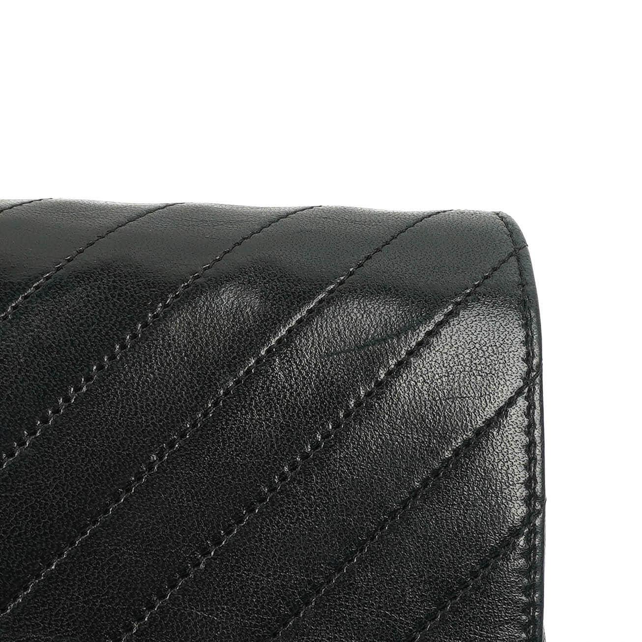 Chanel Black Diagonal Quilted Lambskin Leather Medium Classic Single Flap Bag With 24K Gold-Plated Hardware