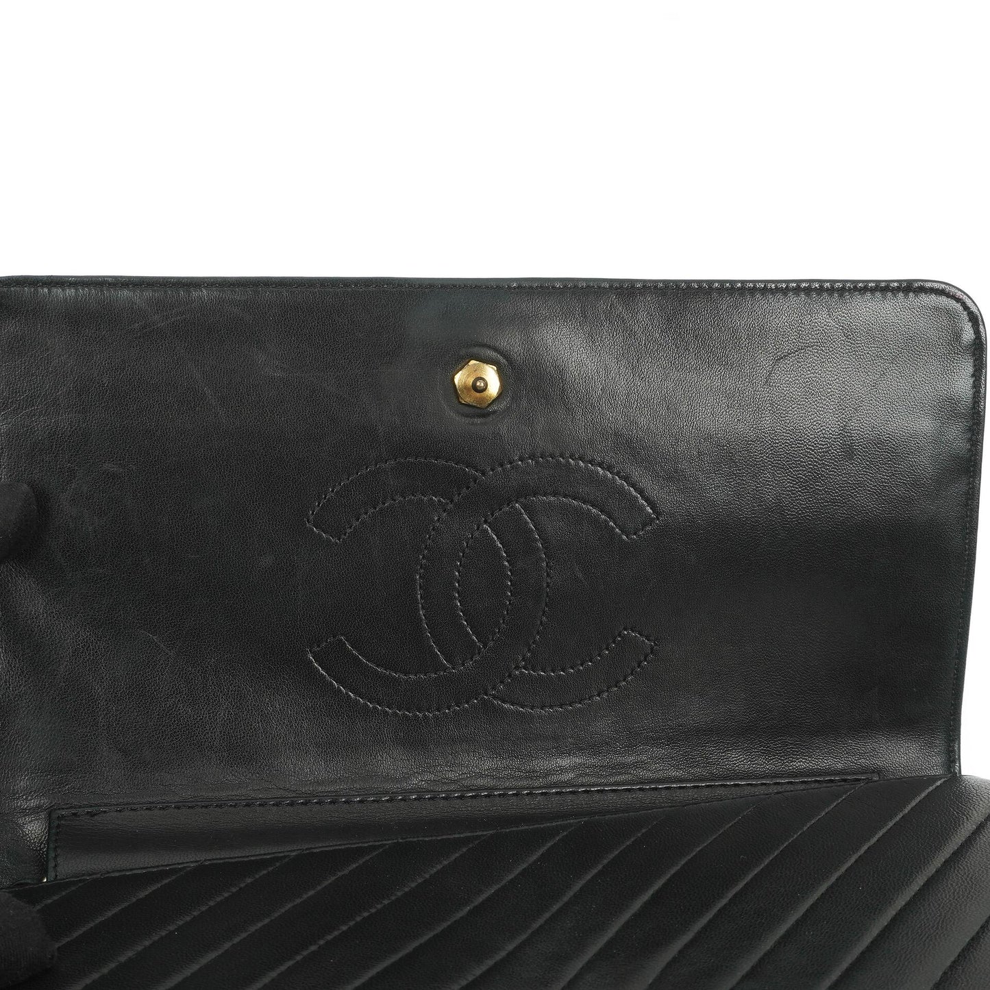 Chanel Black Diagonal Quilted Lambskin Leather Medium Classic Single Flap Bag With 24K Gold-Plated Hardware