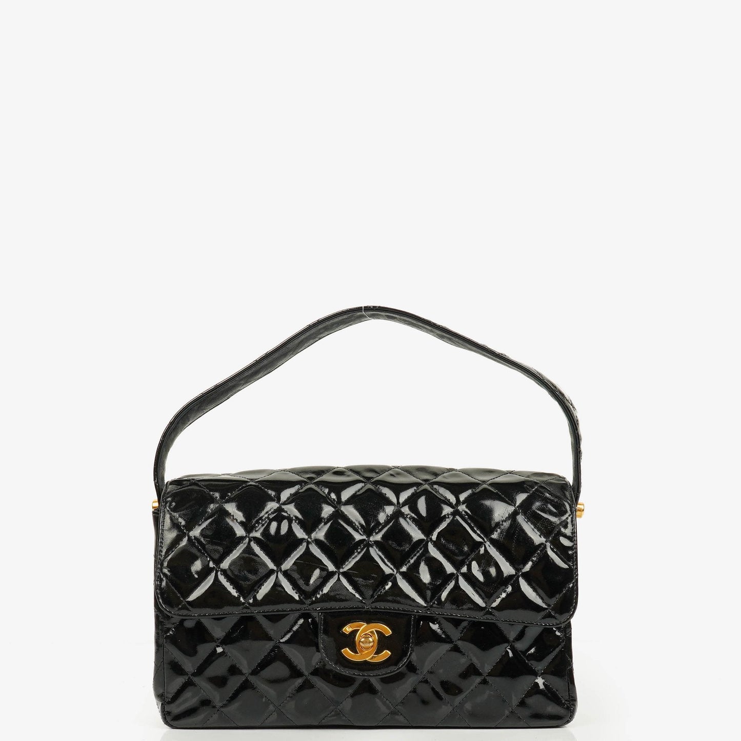 Chanel Black Double-Sided Flap Bag In Quilted Patent Leather
