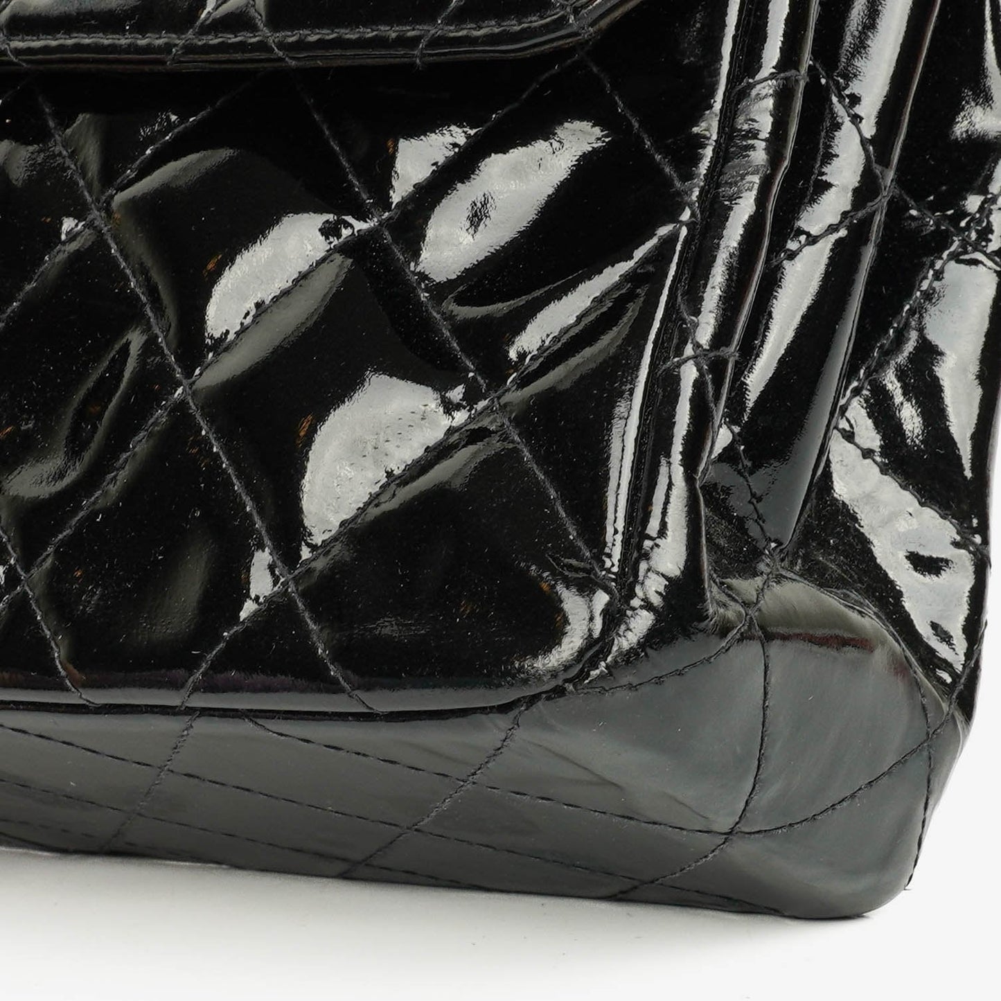 Chanel Black Double-Sided Flap Bag In Quilted Patent Leather