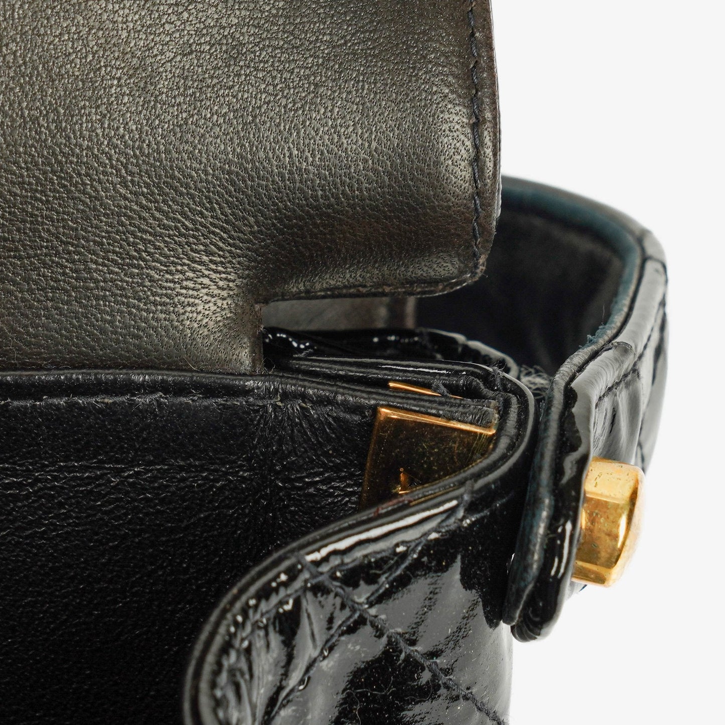 Chanel Black Double-Sided Flap Bag In Quilted Patent Leather