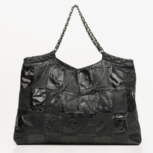 Chanel Black Leather Brooklyn Ligne Patchwork Large Cabas Tote Bag