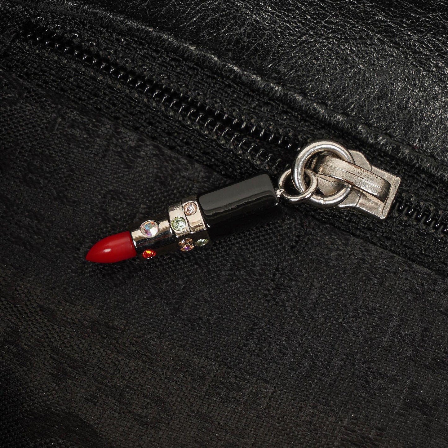 Chanel Black Lipstick Print Satin Flap Bag With Silver-Tone Hardware