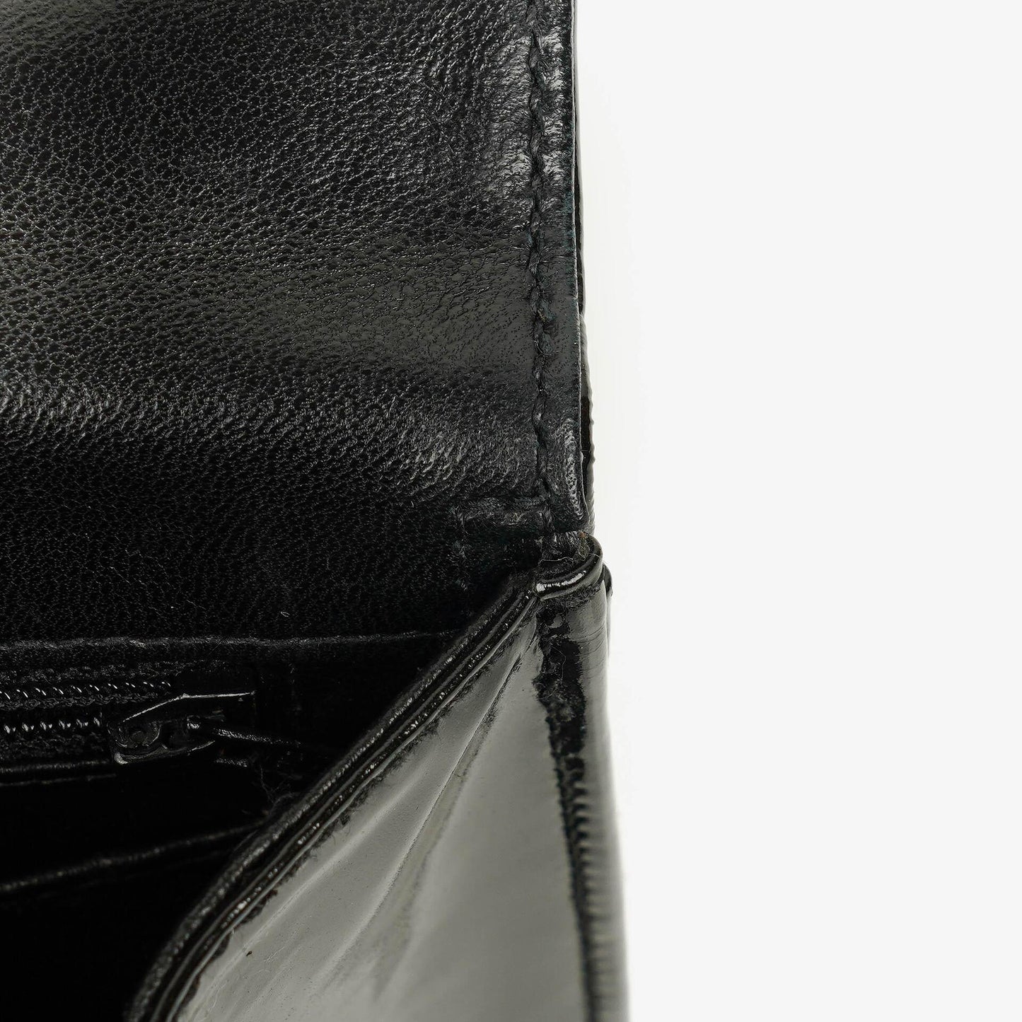 Chanel Black Quilted Patent Leather Top Handle Flap Bag With 24K Gold-Plated Hardware