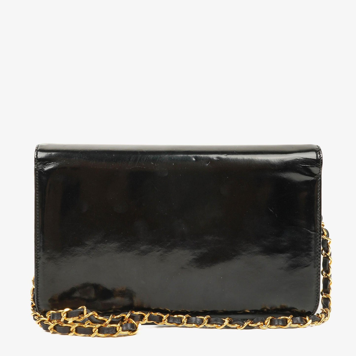 Chanel Black Patent Leather Full Flap With 24k Gold Plated Hardware