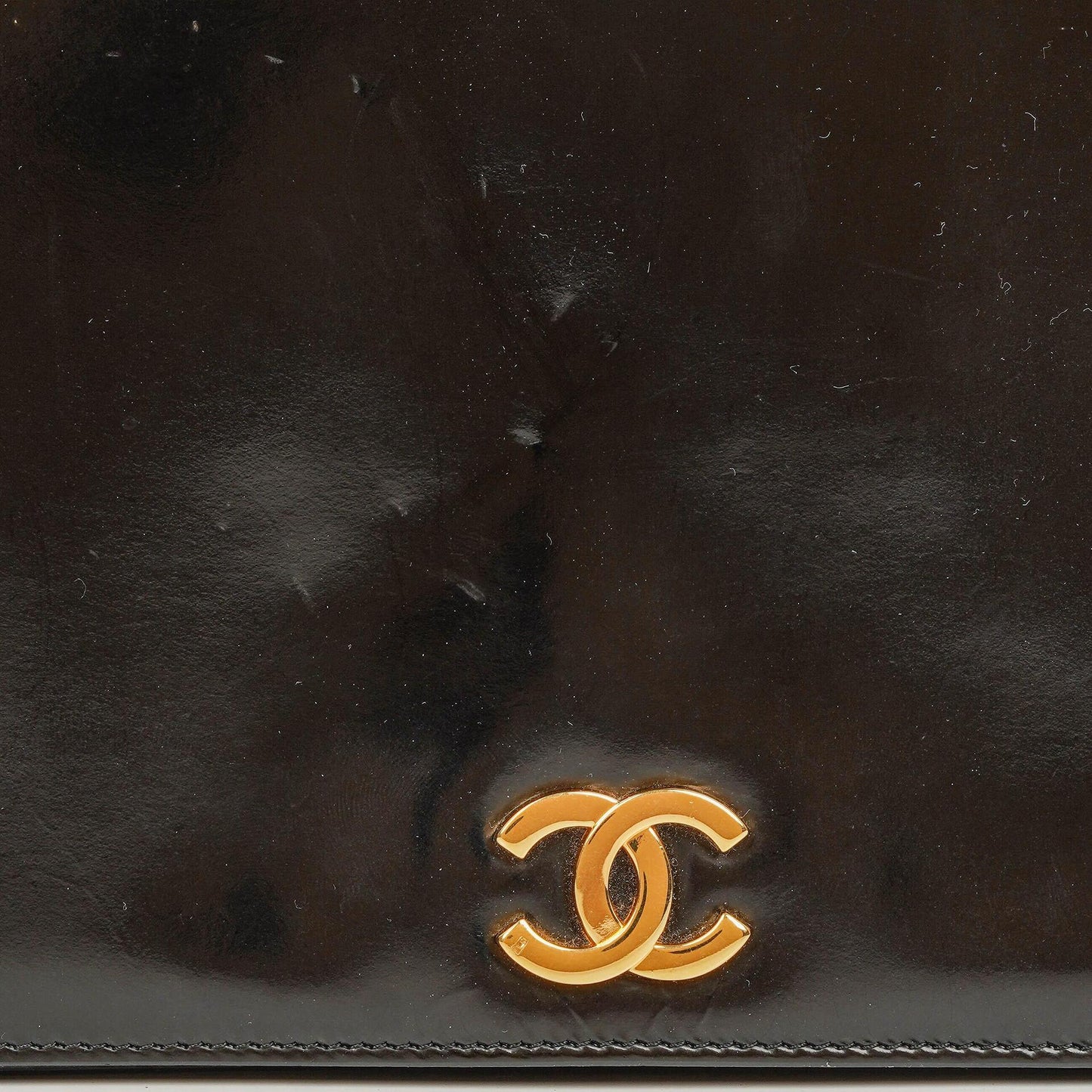 Chanel Black Patent Leather Full Flap With 24k Gold Plated Hardware